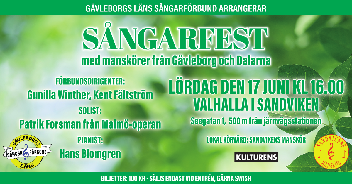 Sångarfest med manskörer från Gävleborg och Dalarna